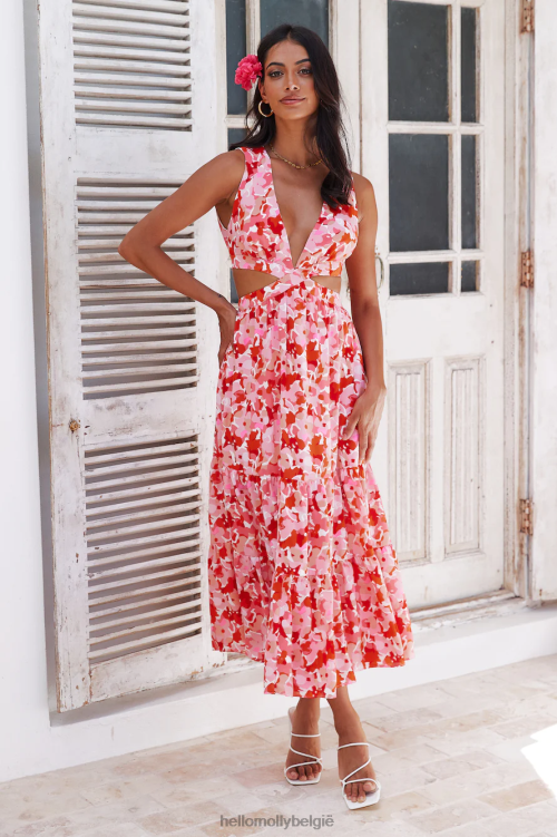 kleding Hello Molly mix love maxi jurk roze XR2L6068