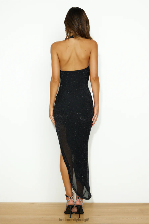 kleding Hello Molly mooie goal glitter maxi-jurk zwart XR2L5827