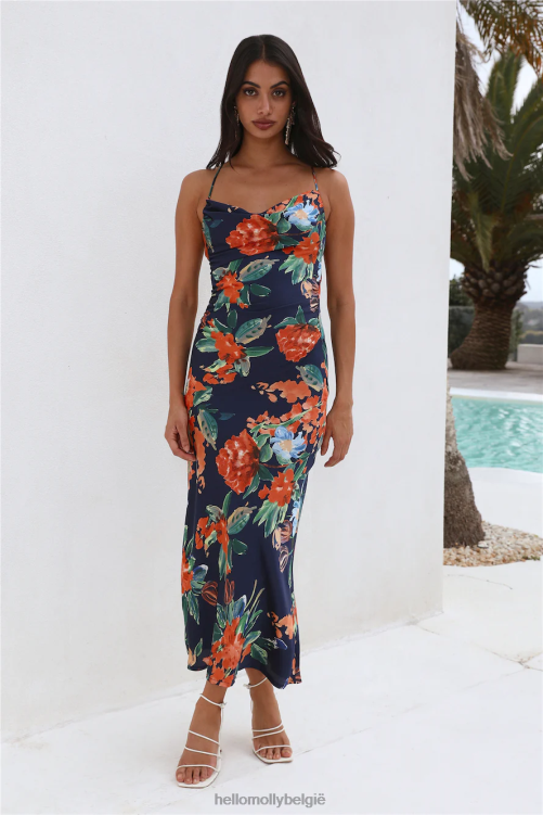 kleding Hello Molly mooie me satijnen maxi-jurk marineblauw XR2L5865