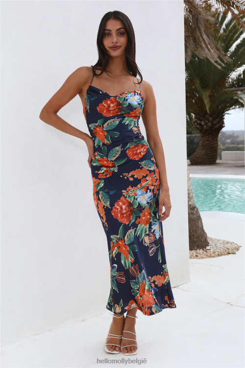 kleding Hello Molly mooie me satijnen maxi-jurk marineblauw XR2L5865