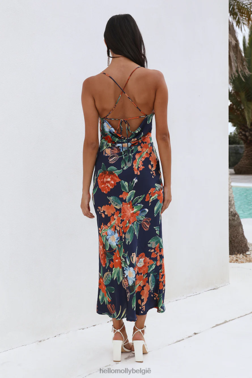 kleding Hello Molly mooie me satijnen maxi-jurk marineblauw XR2L5865