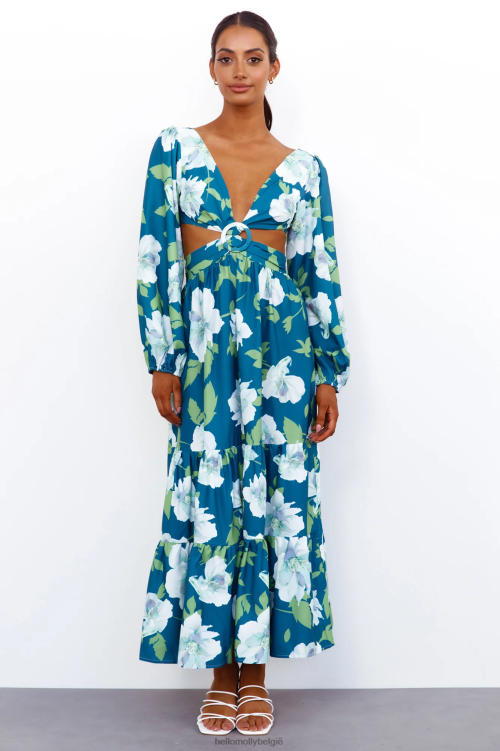 kleding Hello Molly only me maxi-jurk blauw XR2L6697