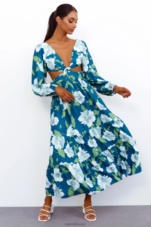 kleding Hello Molly only me maxi-jurk blauw XR2L6697