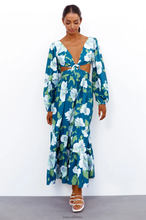 kleding Hello Molly only me maxi-jurk blauw XR2L6697