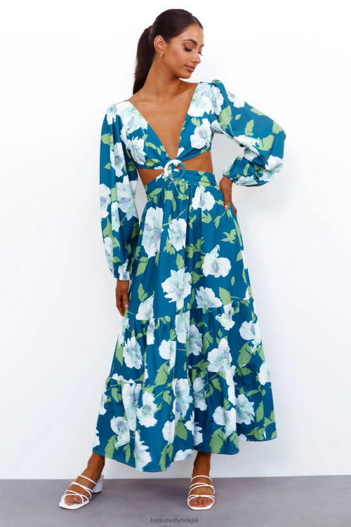 kleding Hello Molly only me maxi-jurk blauw XR2L6697