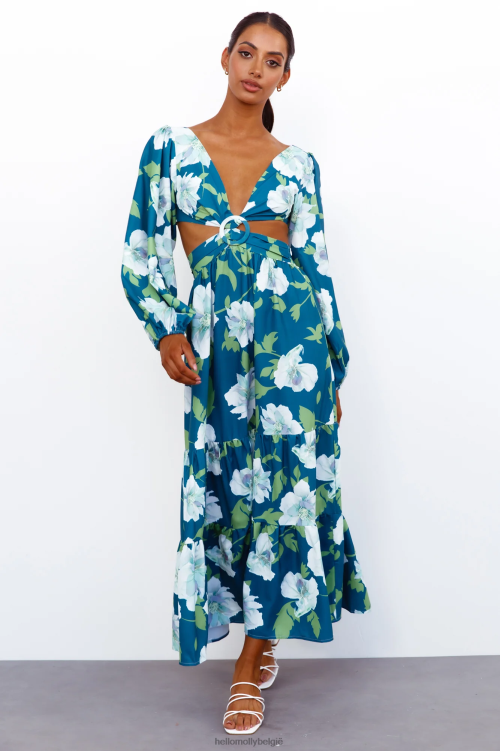 kleding Hello Molly only me maxi-jurk blauw XR2L6697