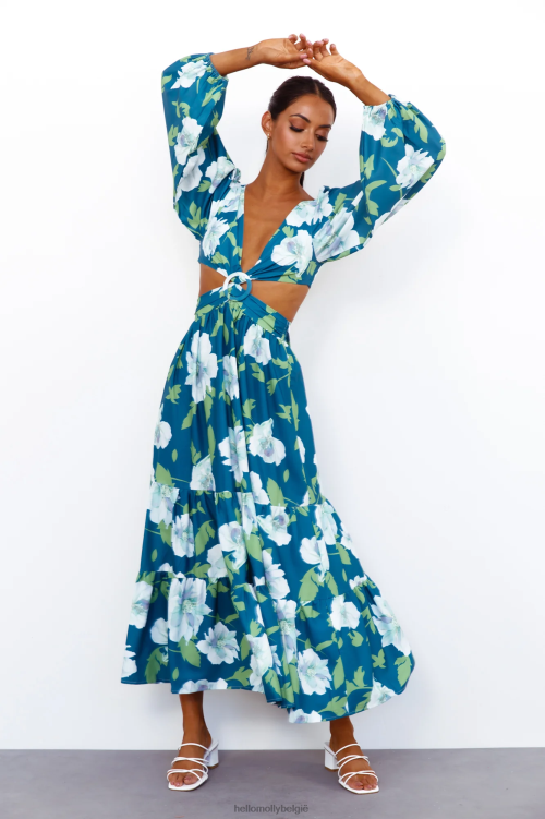 kleding Hello Molly only me maxi-jurk blauw XR2L6697