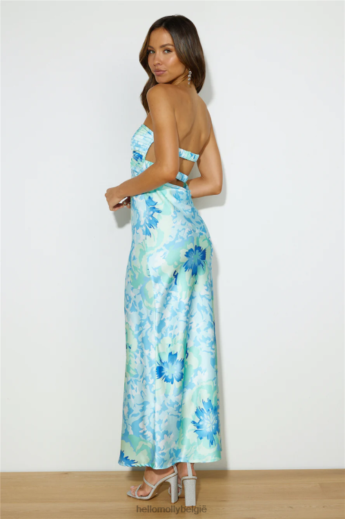 kleding Hello Molly own the style satijnen maxi-jurk blauw XR2L5970