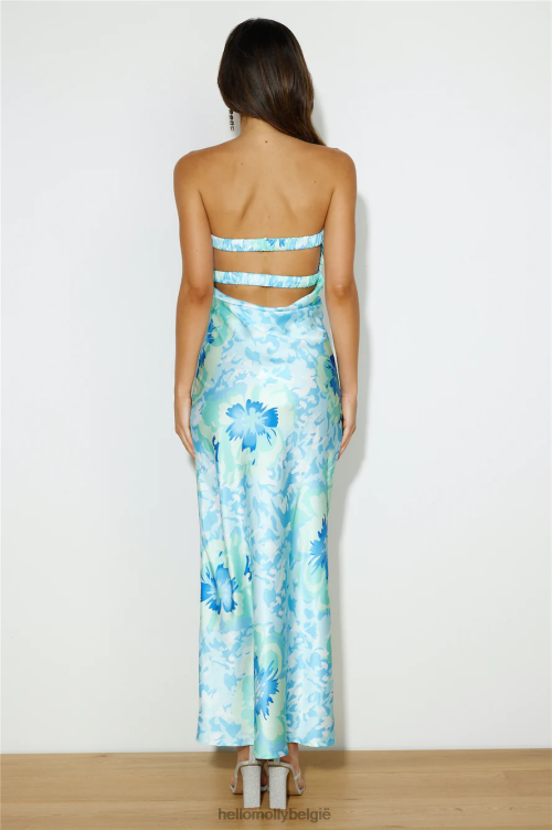 kleding Hello Molly own the style satijnen maxi-jurk blauw XR2L5970