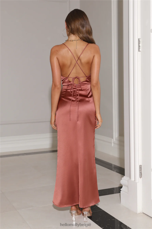 kleding Hello Molly party castle satijnen maxi-jurk chocolade XR2L5943