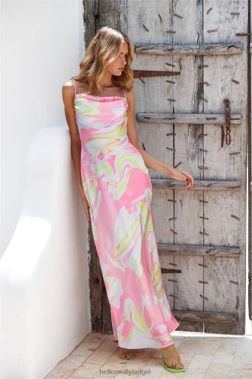 kleding Hello Molly partypop maxi jurk roze XR2L6130