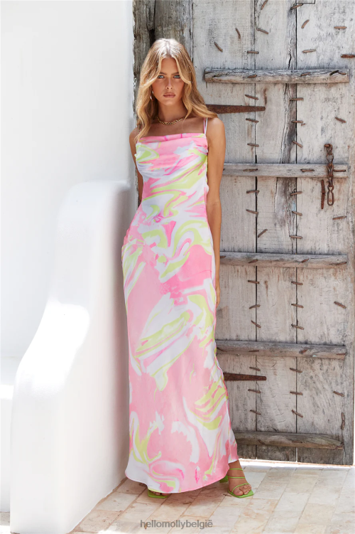 kleding Hello Molly partypop maxi jurk roze XR2L6130