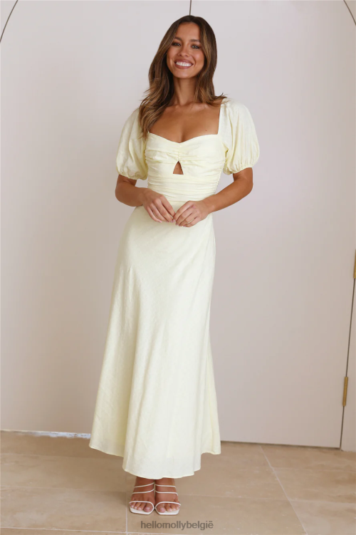 kleding Hello Molly picknick met vrienden maxi jurk geel XR2L5809