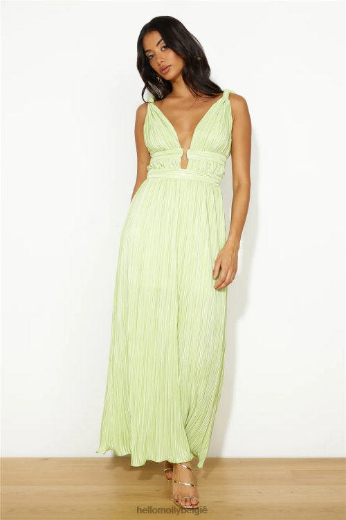 kleding Hello Molly plissé magische maxi jurk groen XR2L5940