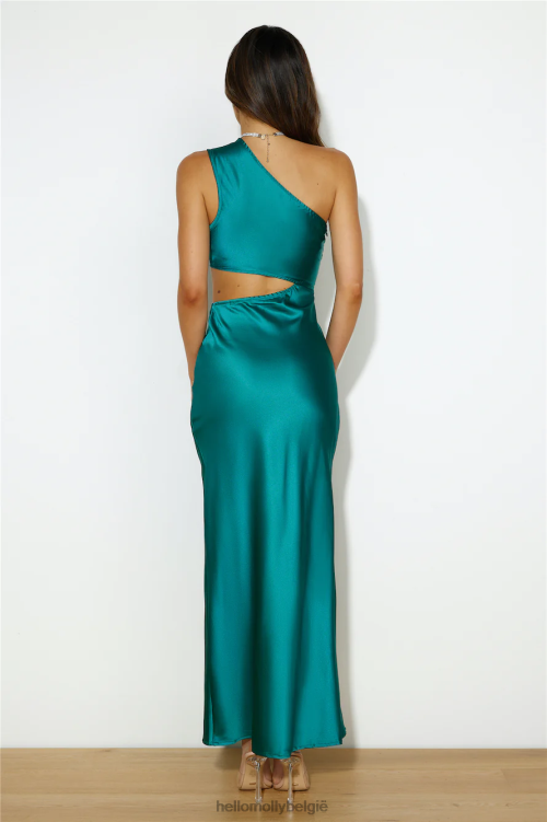 kleding Hello Molly pokerplay satijnen maxi-jurk bosgroen XR2L5963