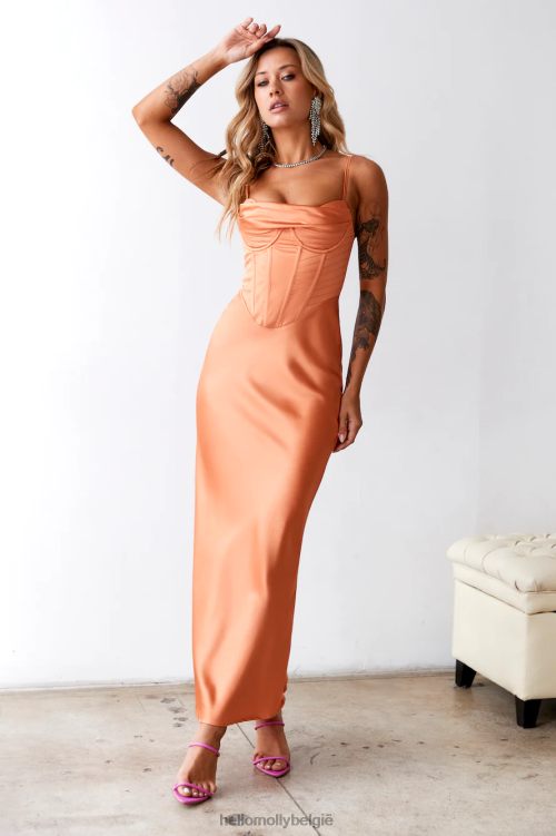 kleding Hello Molly pronkmeisje maxijurk oranje XR2L2028