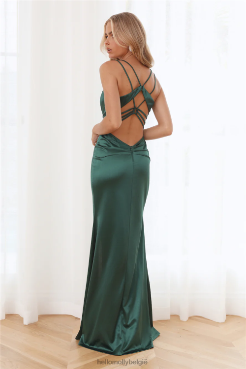 kleding Hello Molly seizoen tot feest satijnen maxi-jurk groen XR2L5749