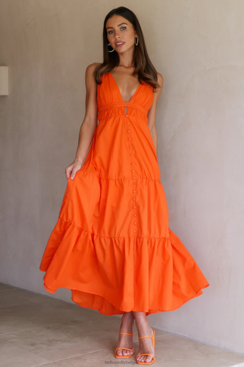 kleding Hello Molly so loveable maxi-jurk oranje XR2L6690