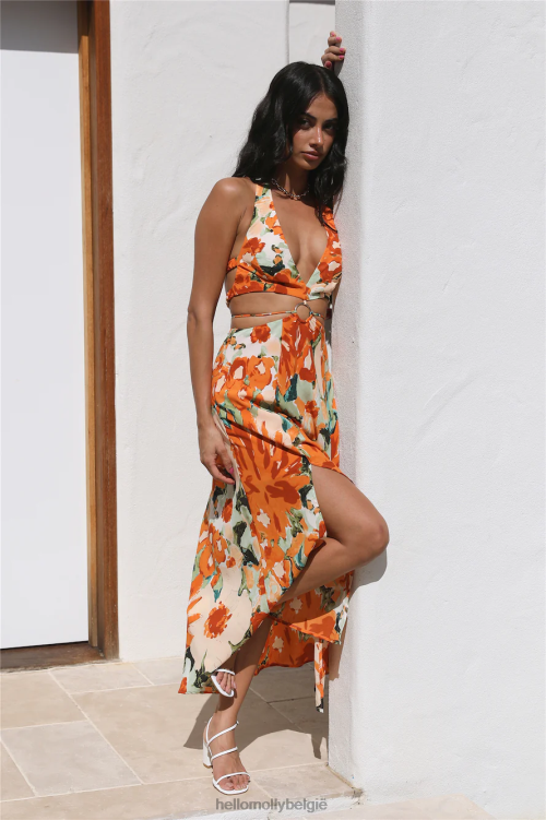kleding Hello Molly stepping out maxi jurk oranje XR2L6366