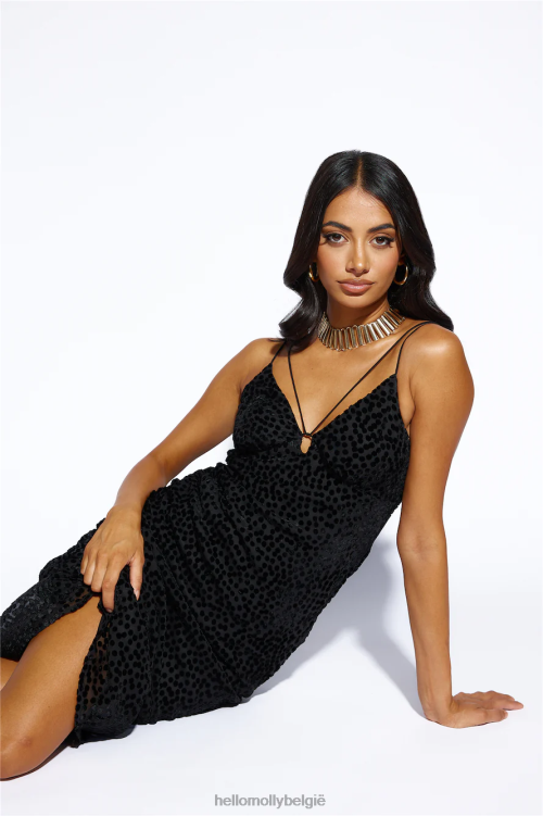 kleding Hello Molly textured feel maxi-jurk zwart XR2L6103