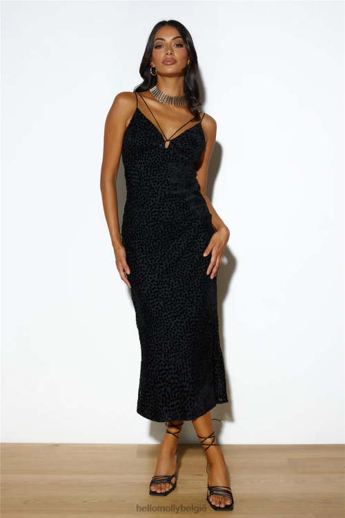 kleding Hello Molly textured feel maxi-jurk zwart XR2L6103