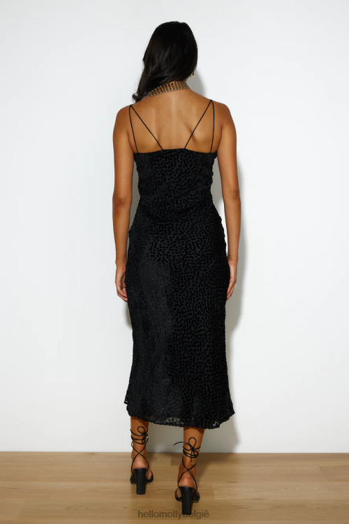 kleding Hello Molly textured feel maxi-jurk zwart XR2L6103