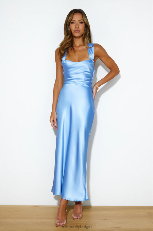 kleding Hello Molly tie it up meisjes maxi jurk blauw XR2L6181