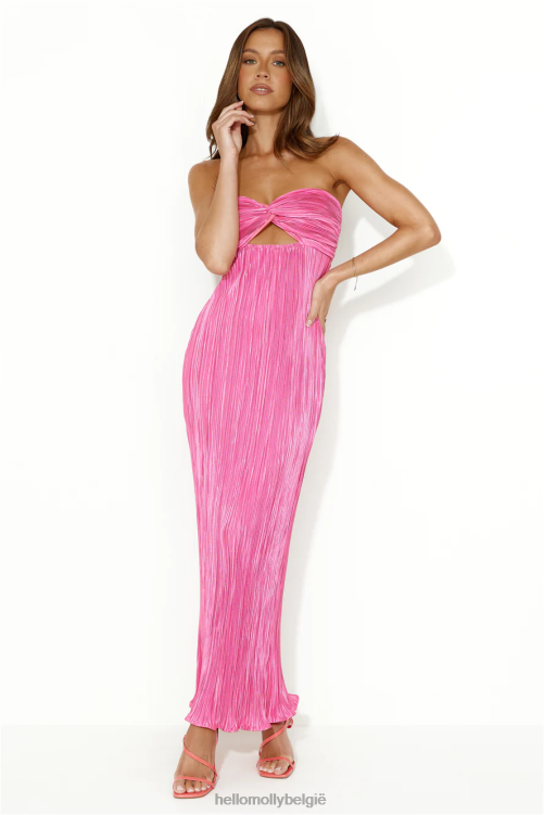 kleding Hello Molly vanavond draag ik deze plissé strapless maxi-jurk roze XR2L5479