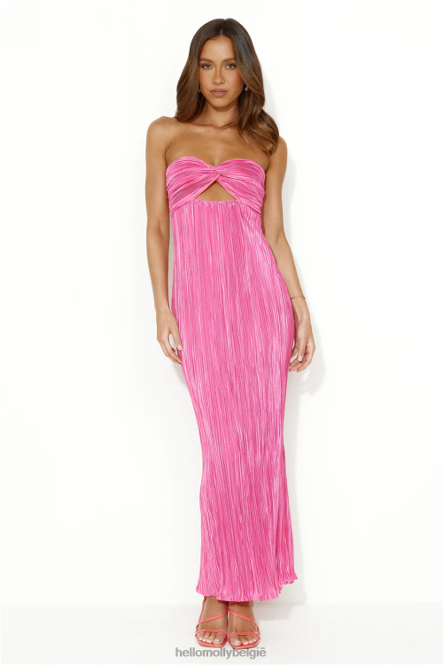 kleding Hello Molly vanavond draag ik deze plissé strapless maxi-jurk roze XR2L5479