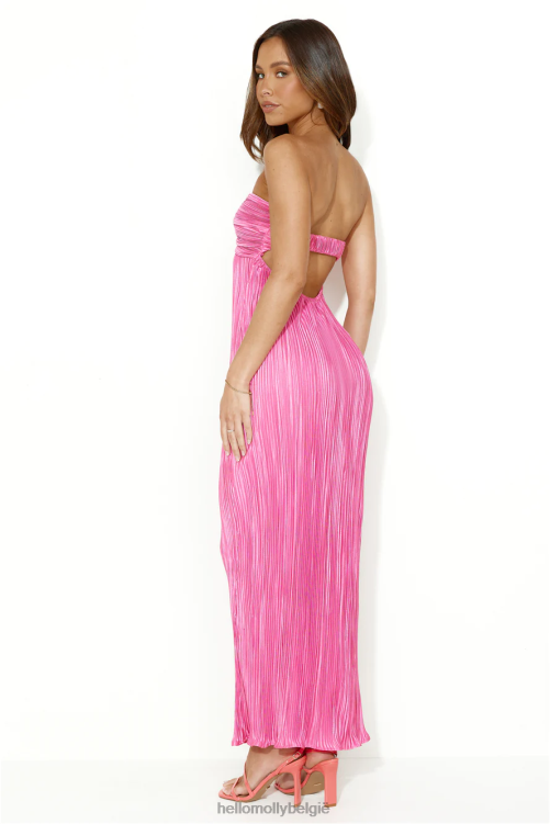 kleding Hello Molly vanavond draag ik deze plissé strapless maxi-jurk roze XR2L5479