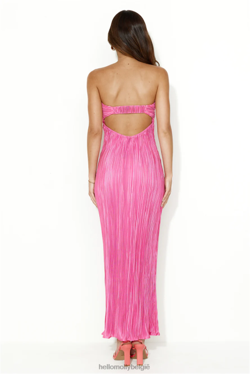 kleding Hello Molly vanavond draag ik deze plissé strapless maxi-jurk roze XR2L5479