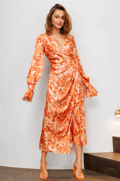 kleding Hello Molly verborgen kaart maxi-jurk oranje XR2L6404