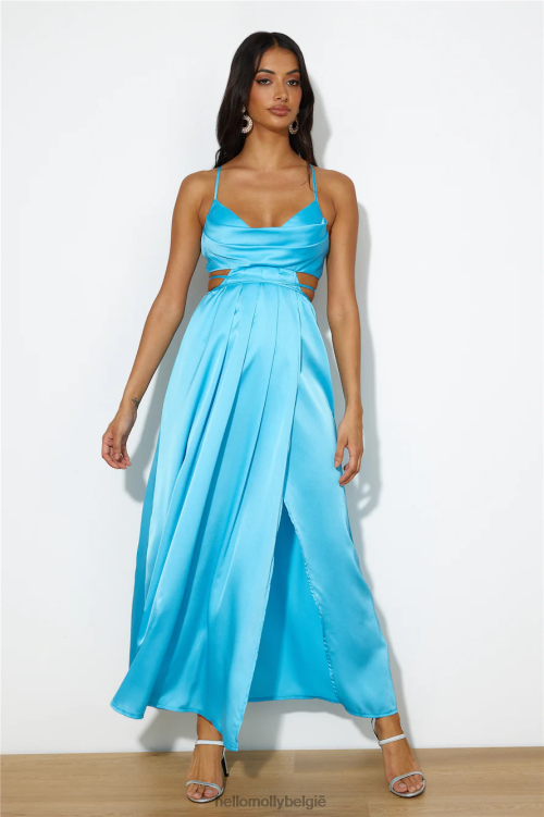 kleding Hello Molly vroege ochtenden satijnen maxi-jurk blauw XR2L6273
