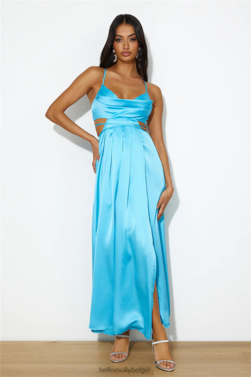 kleding Hello Molly vroege ochtenden satijnen maxi-jurk blauw XR2L6273