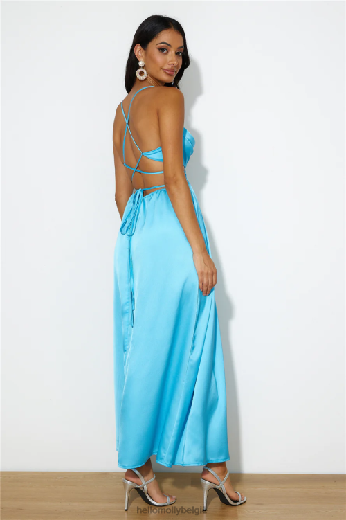 kleding Hello Molly vroege ochtenden satijnen maxi-jurk blauw XR2L6273