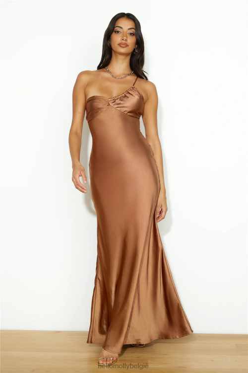 kleding Hello Molly zijden statement satijnen maxi-jurk bruin XR2L5923