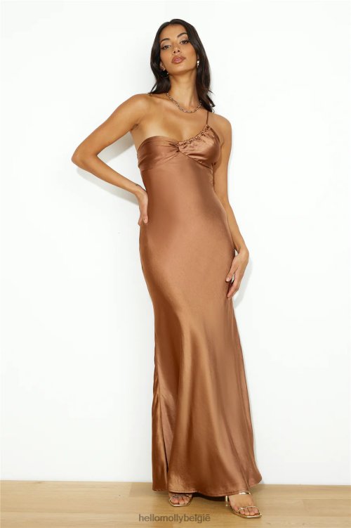 kleding Hello Molly zijden statement satijnen maxi-jurk bruin XR2L5923