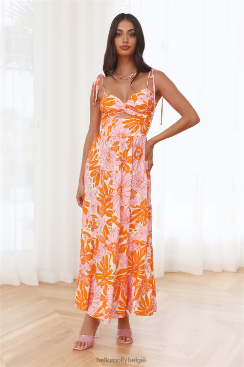 kleding Hello Molly zomeractiviteit maxi-jurk oranje XR2L6012