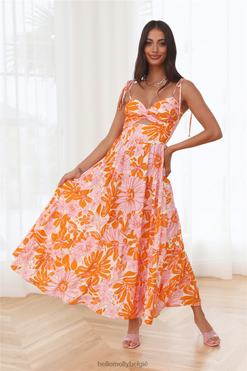 kleding Hello Molly zomeractiviteit maxi-jurk oranje XR2L6012
