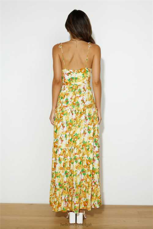kleding Hello Molly zonsondergang foto's maxi jurk geel XR2L5810