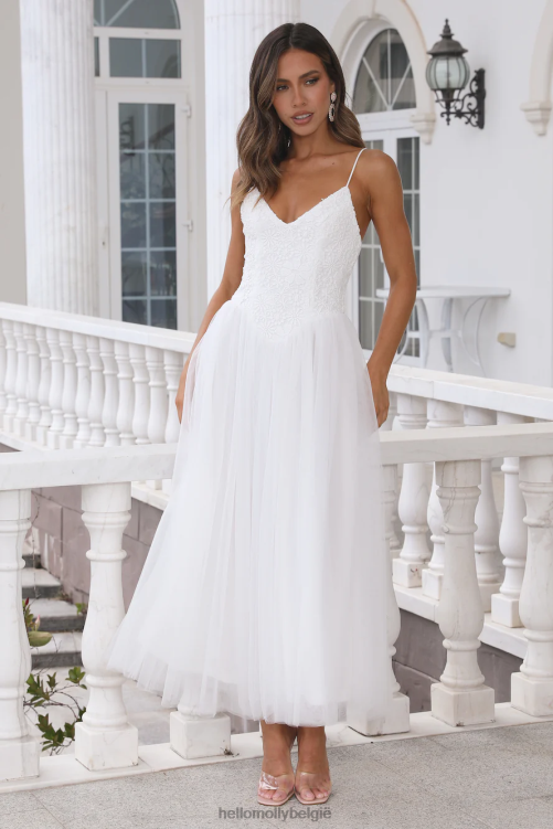 kleding Hello Molly Amazing love midi-jurk wit XR2L4088