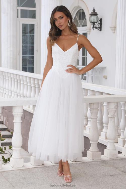 kleding Hello Molly Amazing love midi-jurk wit XR2L4088