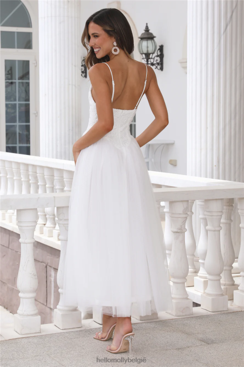 kleding Hello Molly Amazing love midi-jurk wit XR2L4088