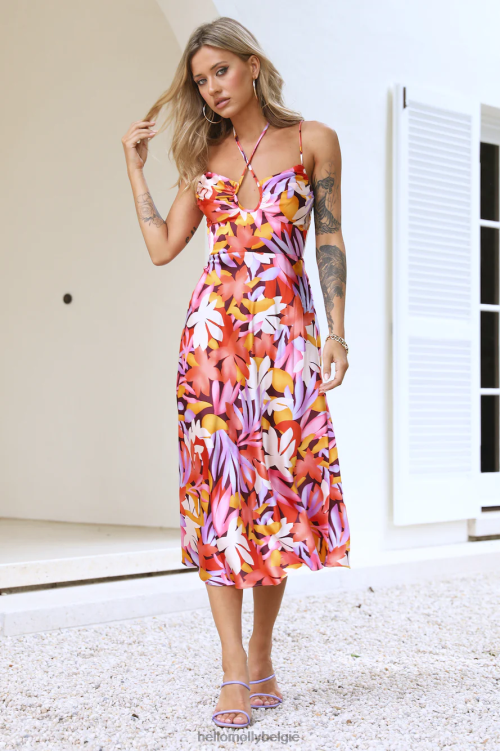 kleding Hello Molly Gorg zicht midi-jurk oranje XR2L5334