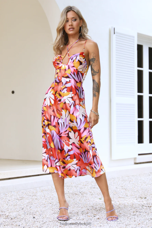 kleding Hello Molly Gorg zicht midi-jurk oranje XR2L5334