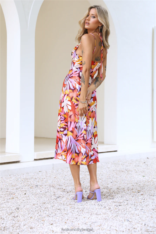 kleding Hello Molly Gorg zicht midi-jurk oranje XR2L5334