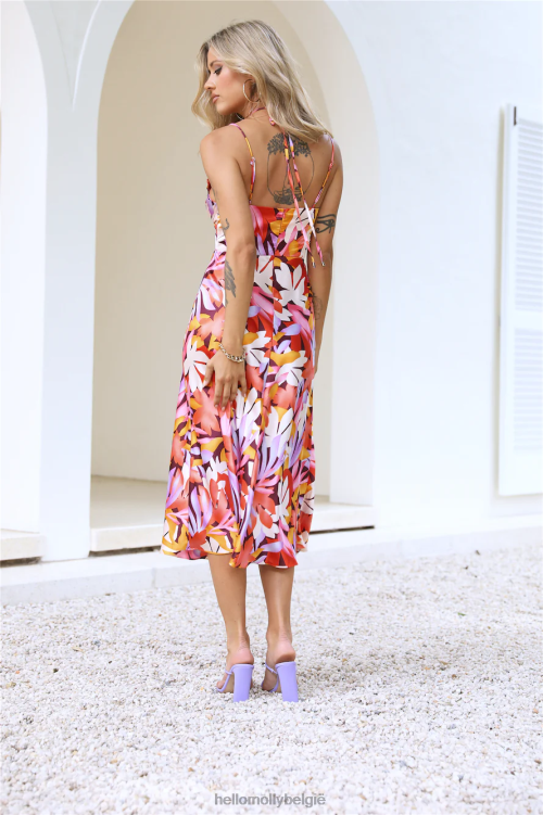 kleding Hello Molly Gorg zicht midi-jurk oranje XR2L5334