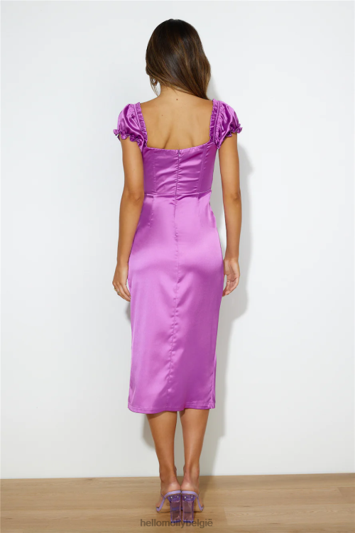 kleding Hello Molly Ik probeer indruk te maken op midi-jurk paars XR2L5083