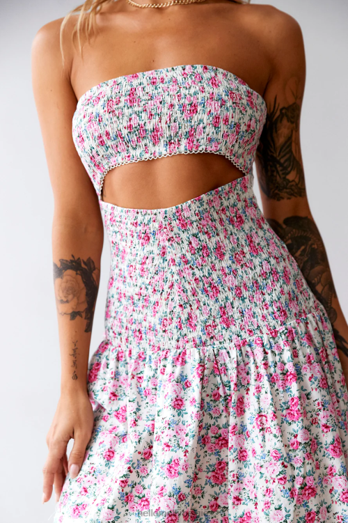 kleding Hello Molly Plukbloemen midi-jurk roze XR2L5255