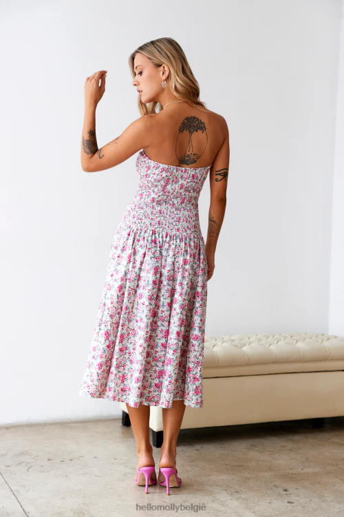 kleding Hello Molly Plukbloemen midi-jurk roze XR2L5255